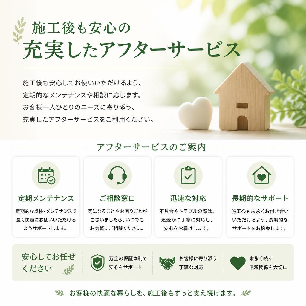 アフターサービスで安心のサポート